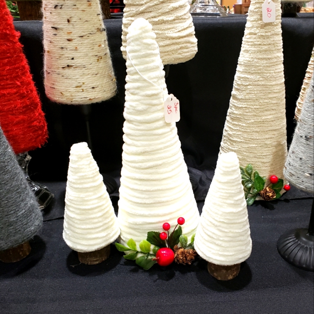 Yarn wrapped cone tree - 3 piece set